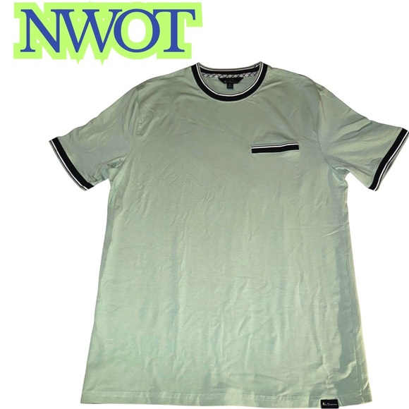 Men's Green Shirt with Navy Trim - Picture 1 of 6